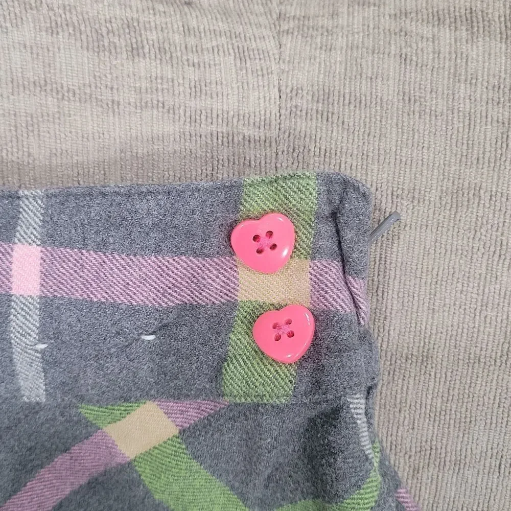 Gymboree grey pink plaid skirt